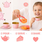 Lajeje Tea Party Set for Girls – 46-Piece Bunny Teapot Pretend Play Kit