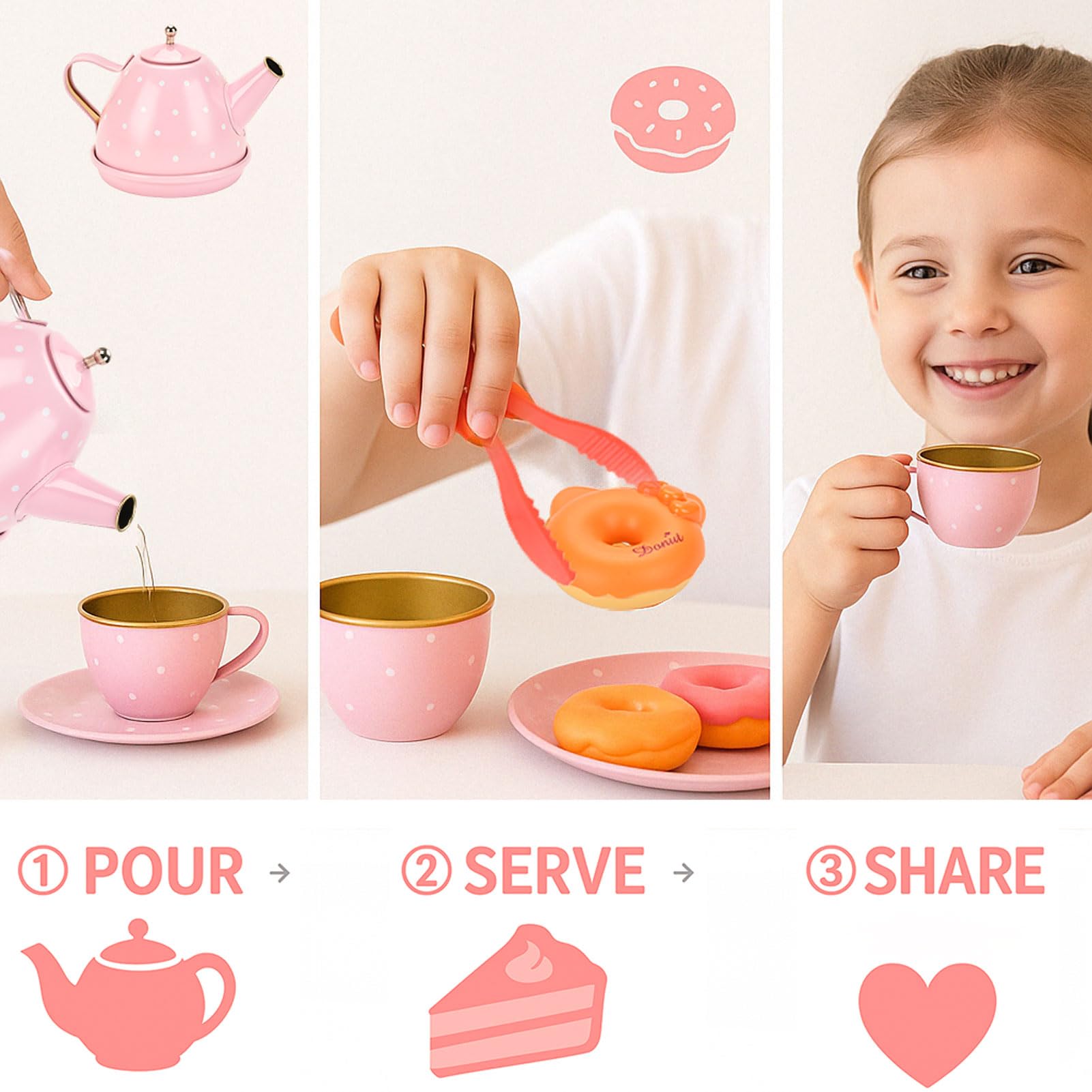 Lajeje Tea Party Set for Girls – 46-Piece Bunny Teapot Pretend Play Kit