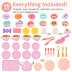 Lajeje Tea Party Set for Girls – 46-Piece Bunny Teapot Pretend Play Kit