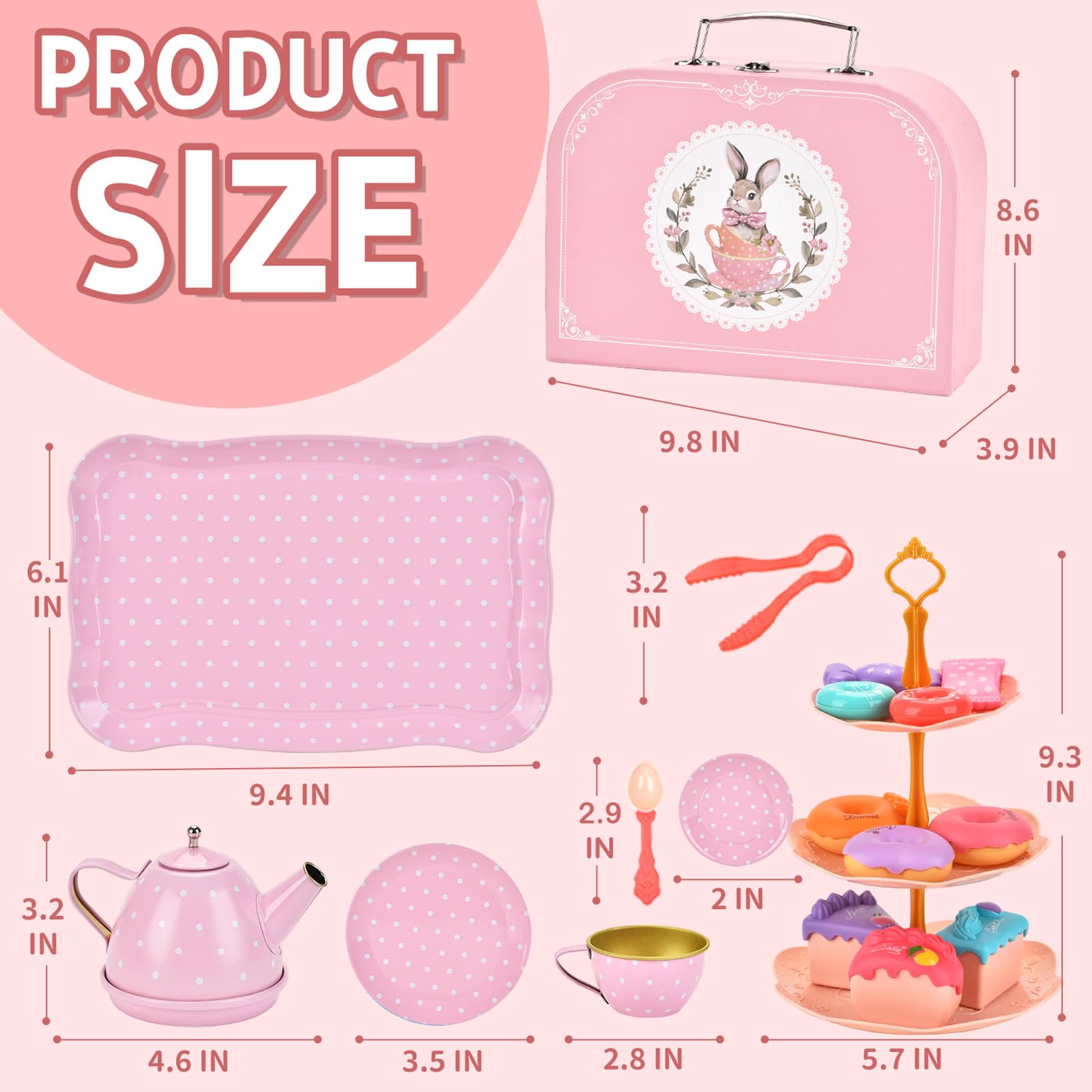 Lajeje Tea Party Set for Girls – 46-Piece Bunny Teapot Pretend Play Kit