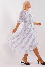 Lakerta round neckline plus size dress