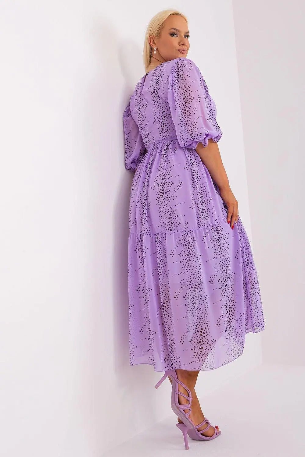 Lakerta round neckline plus size dress