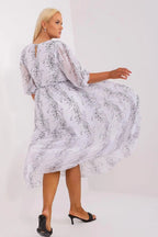 Lakerta round neckline plus size dress