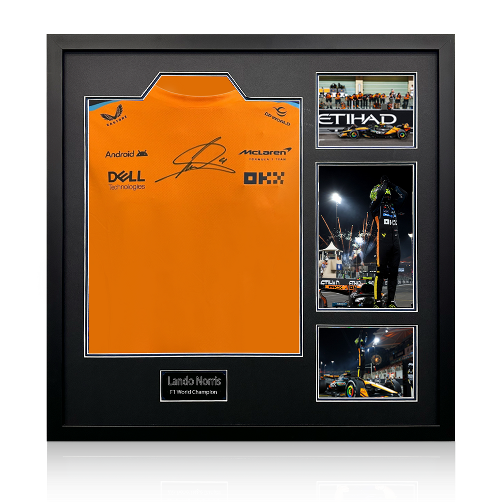 Lando Norris Signed McLaren F1 Shirt Elite Frame