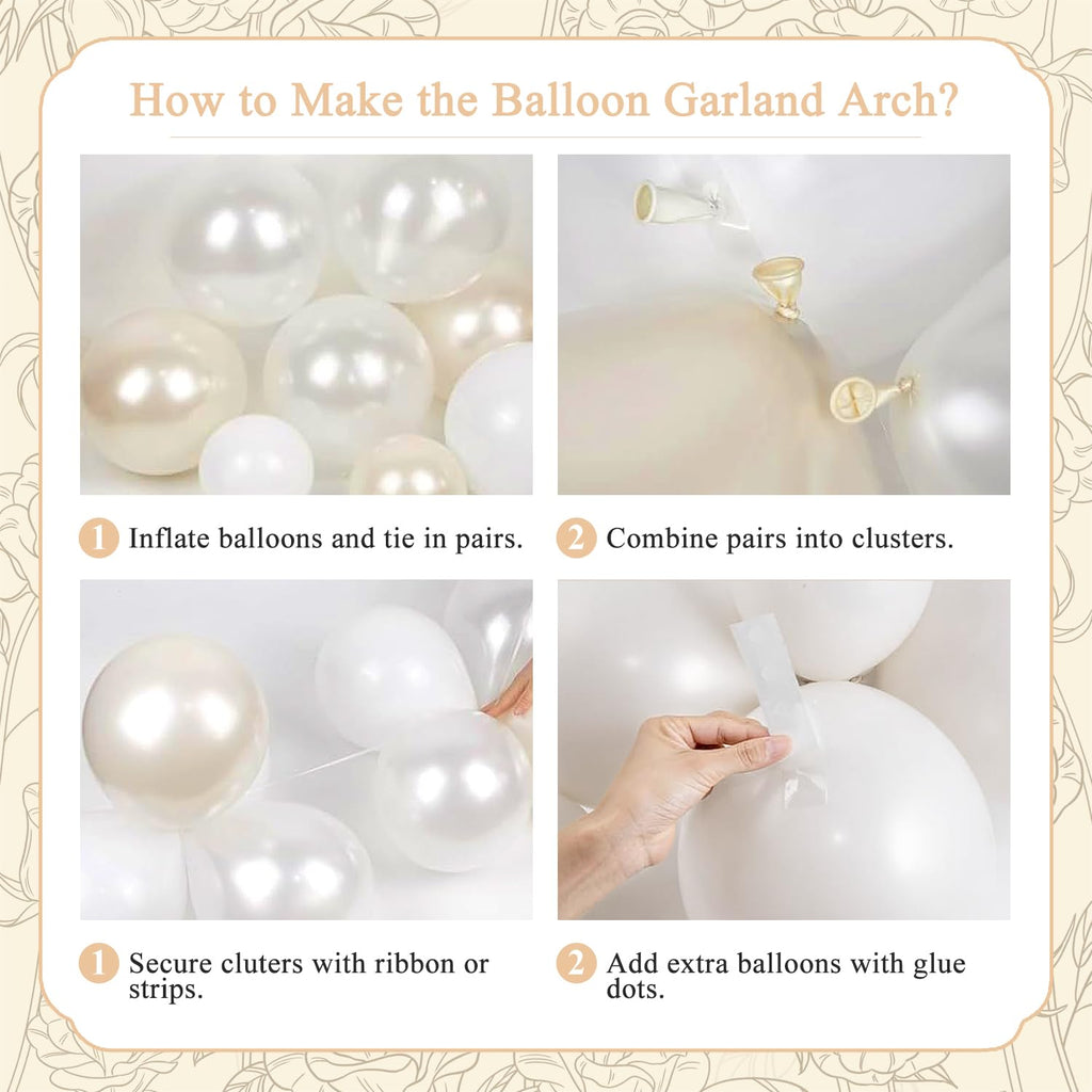 LANGASQUE Pearl White Balloon Arch Kit 101Pcs | Double Stuffed Balloons for Weddings & Parties