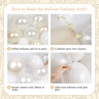 LANGASQUE Pearl White Balloon Arch Kit 101Pcs | Double Stuffed Balloons for Weddings & Parties
