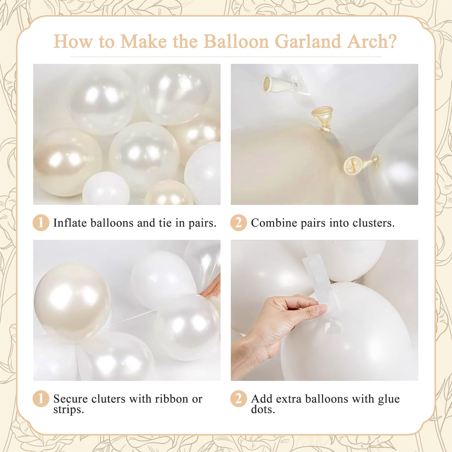 LANGASQUE Pearl White Balloon Arch Kit 101Pcs | Double Stuffed Balloons for Weddings & Parties