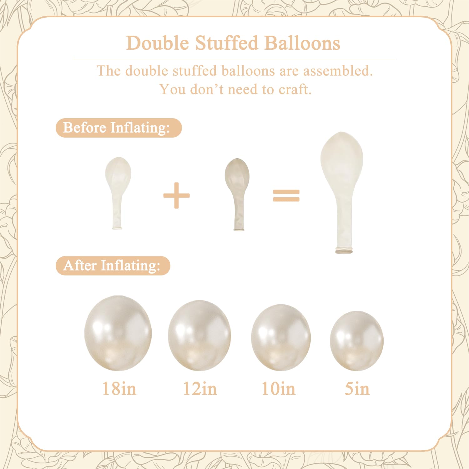 LANGASQUE Pearl White Balloon Arch Kit 101Pcs | Double Stuffed Balloons for Weddings & Parties