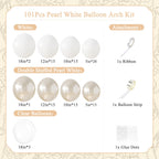 LANGASQUE Pearl White Balloon Arch Kit 101Pcs | Double Stuffed Balloons for Weddings & Parties