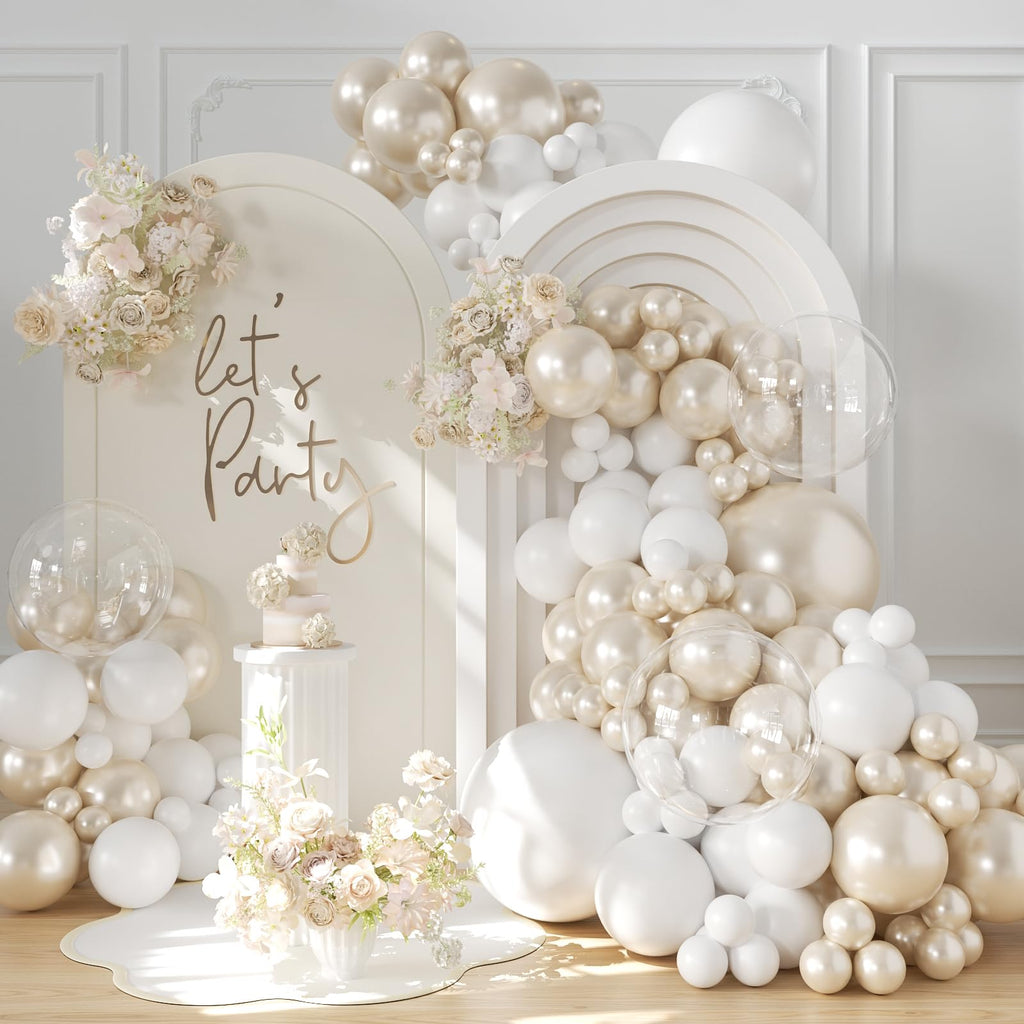 LANGASQUE Pearl White Balloon Arch Kit 101Pcs | Double Stuffed Balloons for Weddings & Parties