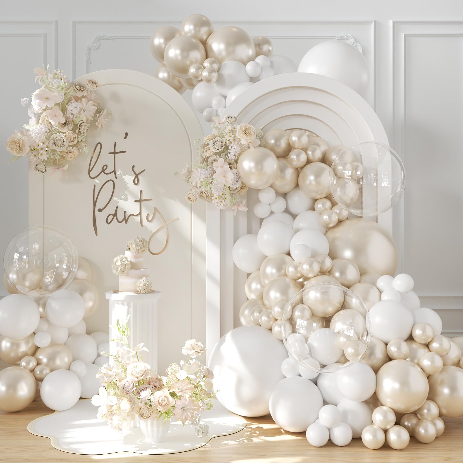 LANGASQUE Pearl White Balloon Arch Kit 101Pcs | Double Stuffed Balloons for Weddings & Parties