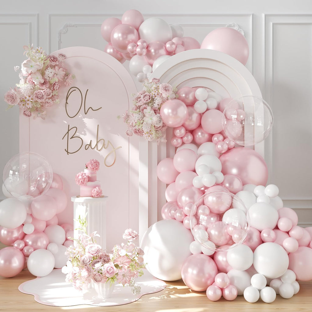 LANGASQUE Pink Balloon Arch Kit – 108pcs Double Stuffed Balloons for Weddings & Parties