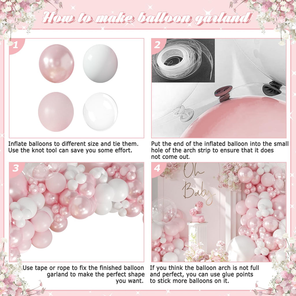 LANGASQUE Pink Balloon Arch Kit – 108pcs Double Stuffed Balloons for Weddings & Parties