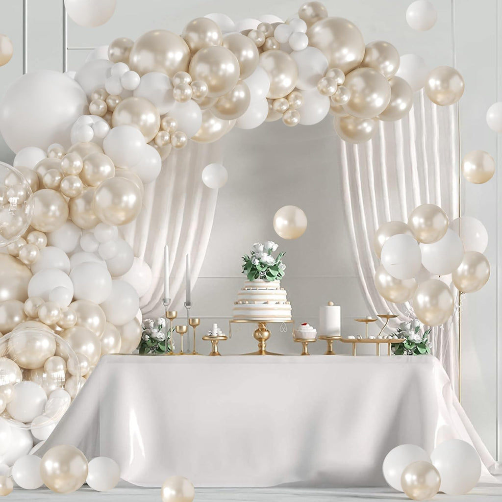 LANGASQUE Pearl White Balloon Arch Kit 101Pcs | Double Stuffed Balloons for Weddings & Parties