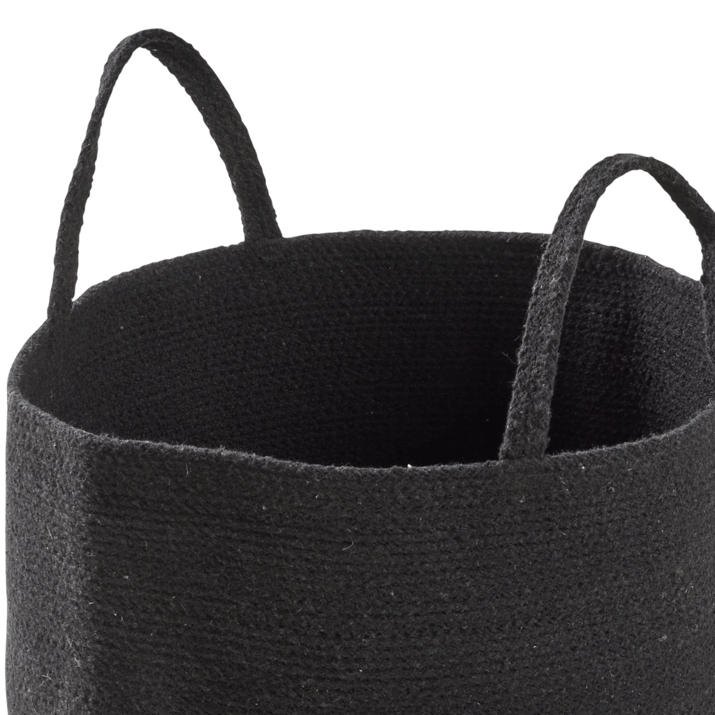 OLIVIA ROCCO Large Woven Cotton Laundry Basket With Handles Durable Rope Storage Bin For Clothes Toys Household Items Black Grey Natural