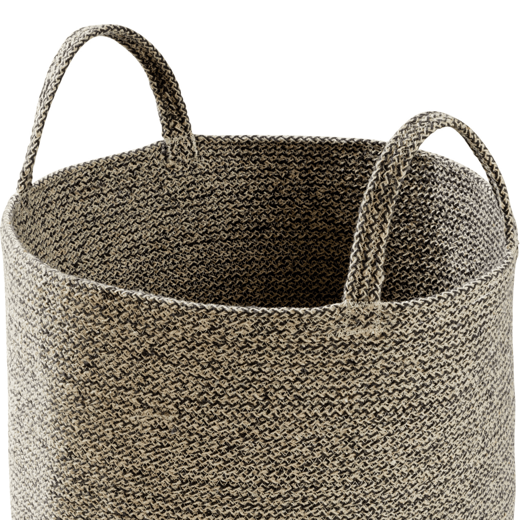 OLIVIA ROCCO Large Woven Cotton Laundry Basket With Handles Durable Rope Storage Bin For Clothes Toys Household Items Black Grey Natural