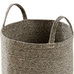 OLIVIA ROCCO Large Woven Cotton Laundry Basket With Handles Durable Rope Storage Bin For Clothes Toys Household Items Black Grey Natural
