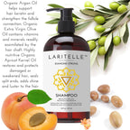 Laritelle Organic Shampoo 17 oz + Conditioner 16 oz | Prevents Hair Loss, Promotes Hair Growth | Argan Oil, Rosemary, Ginger & Cedarwood
