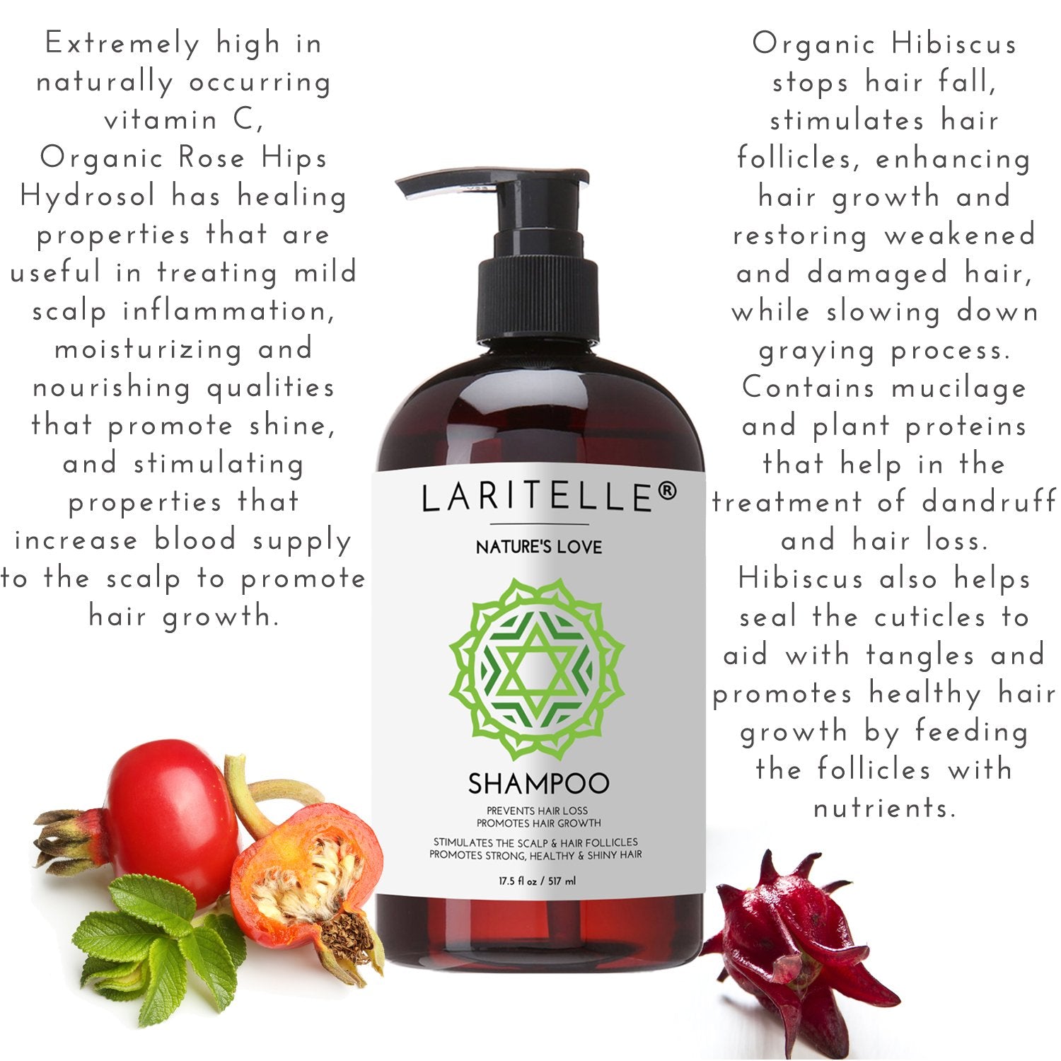 Laritelle Nature’s Love Organic Shampoo – 17.5 oz | Anti-Thinning Hair Growth, Color Safe, Made in California