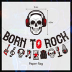 LARRAZABAL Rock and Roll Party Decorations – Born to Rock Glitter Banner, Swirls & Honeycomb Centerpieces