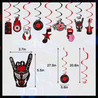 LARRAZABAL Rock and Roll Party Decorations – Born to Rock Glitter Banner, Swirls & Honeycomb Centerpieces
