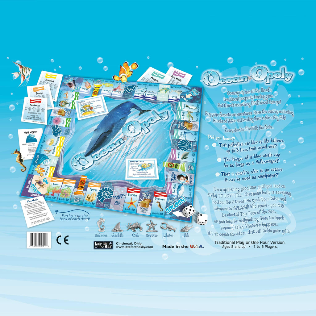 Late for the Sky Ocean-Opoly Board Game – Family Strategy & Marine Life Adventure for 2-6 Players