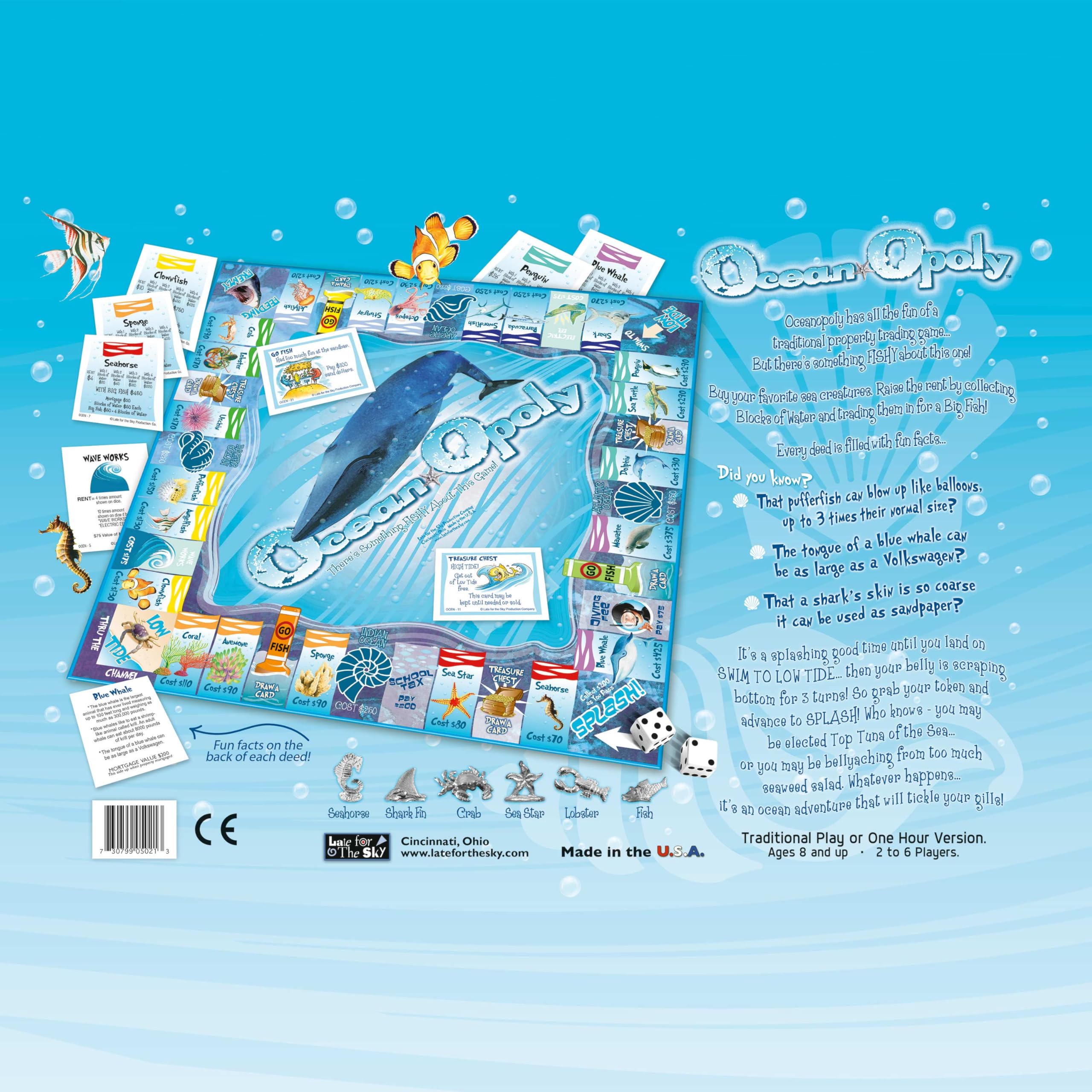 Late for the Sky Ocean-Opoly Board Game – Family Strategy & Marine Life Adventure for 2-6 Players