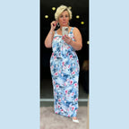 V FRILL WIDE STRAP MAXI DRESS
