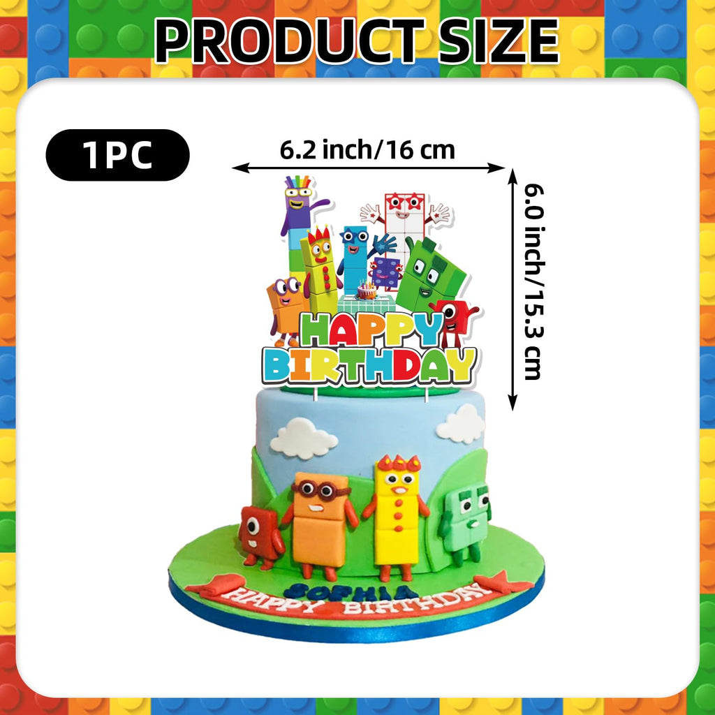 LDAKZFV 25Pcs Number Blocks Birthday Party Supplies – Cake Topper & 24 Cupcake Toppers