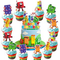 LDAKZFV 25Pcs Number Blocks Birthday Party Supplies – Cake Topper & 24 Cupcake Toppers