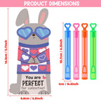 LEASEN 32-Pack Mini Bubble Wands & Valentine Animal Cards – Classroom Party Favors