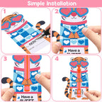 LEASEN 32-Pack Mini Bubble Wands & Valentine Animal Cards – Classroom Party Favors