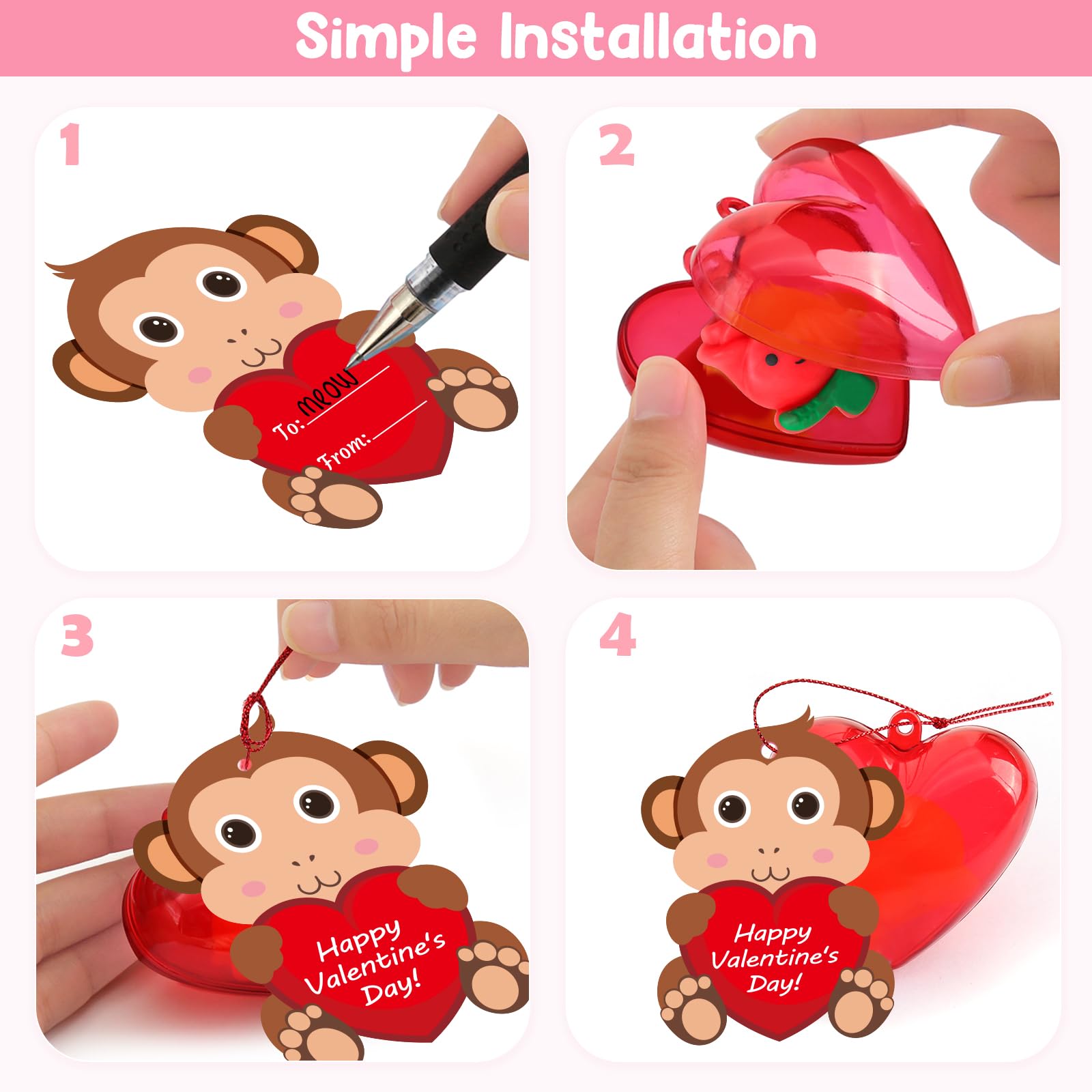 LEASEN 28-Pack Valentine Mochi Squishies with Cards – Kids Classroom Party Favors