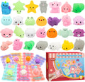 LEASEN 28 Pack Valentines Day Gifts for Kids – Mochi Squishies & Greeting Cards | Classroom Party Favors