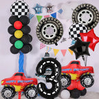 Lebeili Truck Party Decorations – 9pc 3rd Birthday Foil Balloons, Race Car Theme