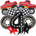 Lebeili Truck Party Decorations — 9pc Truck Birthday Foil Balloons for 4th Birthday, Race Car Theme