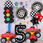 Lebeili Truck Party Decorations — 9pc Truck Birthday Foil Balloons for 4th Birthday, Race Car Theme
