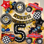 Lebeili Truck Party Decorations — 9pc Truck Birthday Foil Balloons for 4th Birthday, Race Car Theme