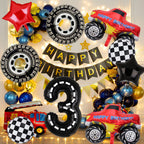 Lebeili Truck Party Decorations – 9pc 3rd Birthday Foil Balloons, Race Car Theme