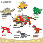 LEBOCADO 6-in-1 Dino Building Blocks – 12 Pack Mini Dinosaur Sets for STEM Play & Party Favors