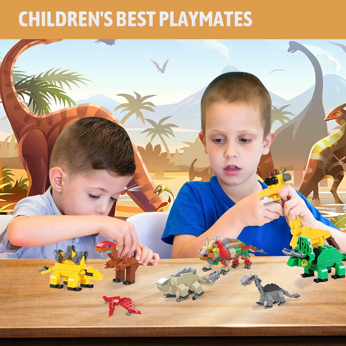 LEBOCADO 6-in-1 Dino Building Blocks – 12 Pack Mini Dinosaur Sets for STEM Play & Party Favors