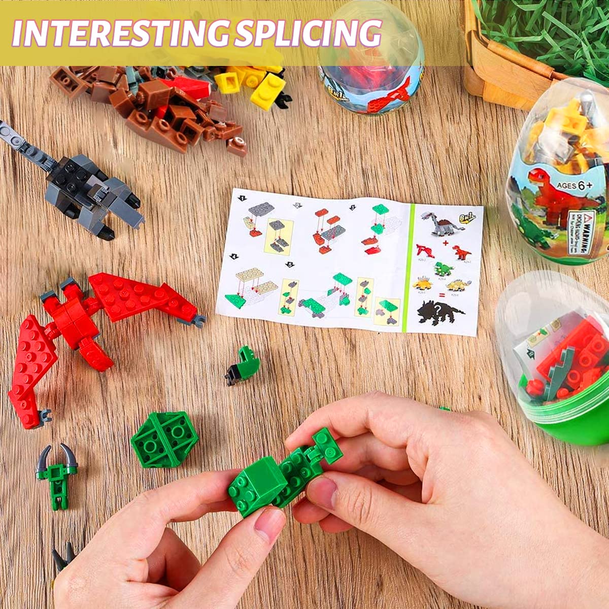 LEBOCADO 6-in-1 Dino Building Blocks – 12 Pack Mini Dinosaur Sets for STEM Play & Party Favors