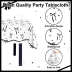 Lecheme Black Bow Birthday Decorations Kit | Elegant Coquette Party Supplies for 24 | Plates, Napkins, Banner & Tablecloth
