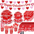 Lecheme Valentine’s Party Dinnerware Set – 192 Pcs for 24 Guests (Plates, Napkins, Cups, Table Cover & Banners)
