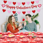 Lecheme Valentine’s Party Dinnerware Set – 192 Pcs for 24 Guests (Plates, Napkins, Cups, Table Cover & Banners)