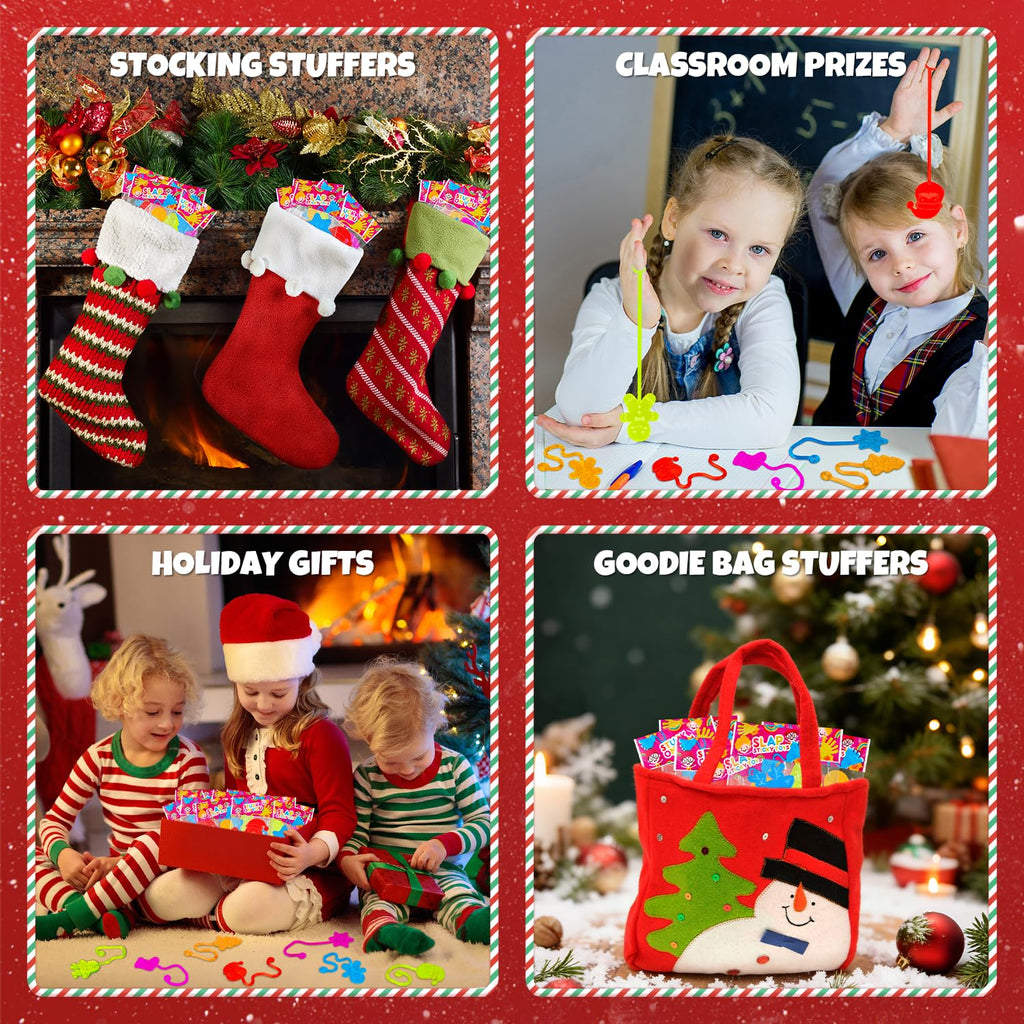 Leetous Christmas Sticky Hands Bulk 60 PCS – Kids Party Favors & Classroom Prizes