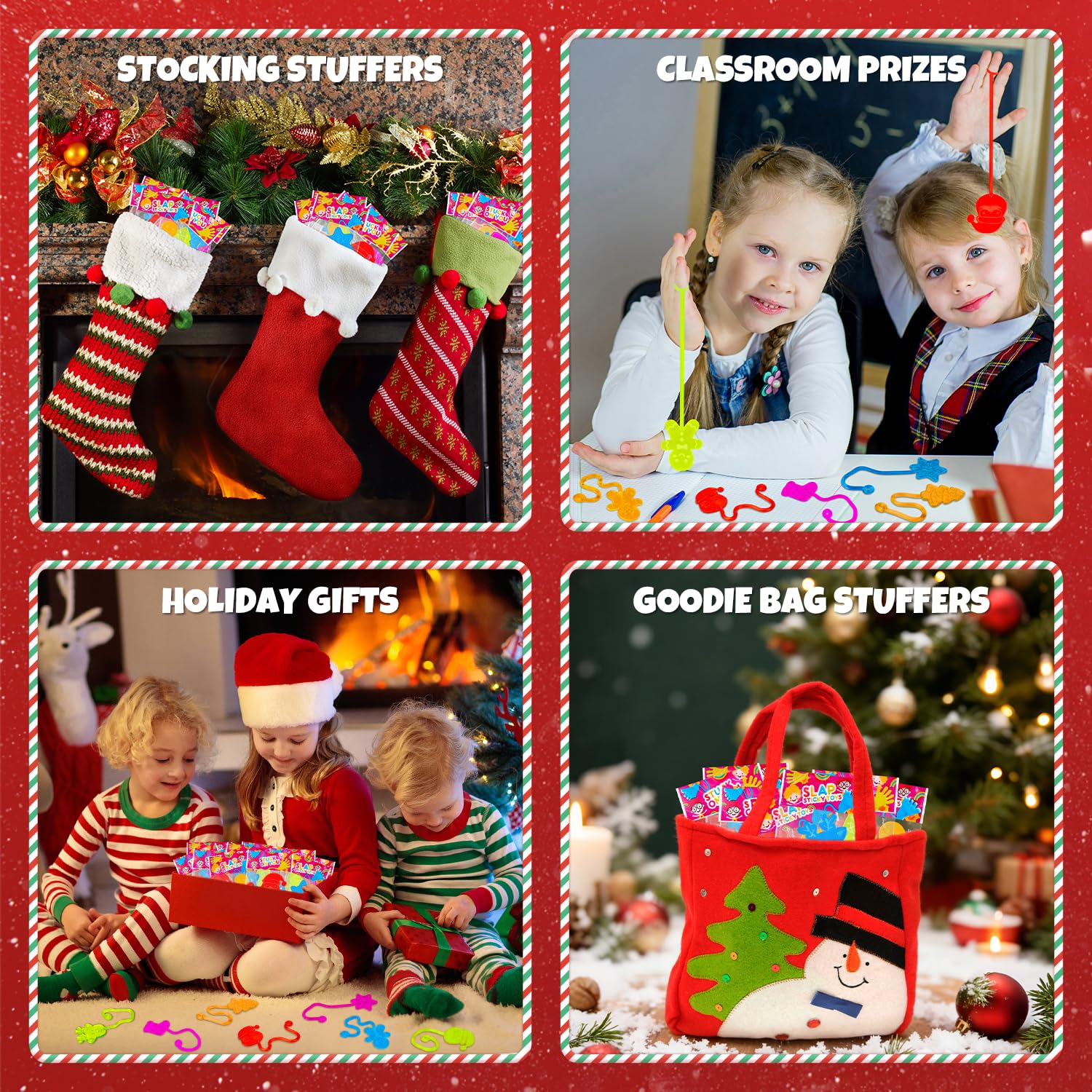 Leetous Christmas Sticky Hands Bulk 60 PCS – Kids Party Favors & Classroom Prizes
