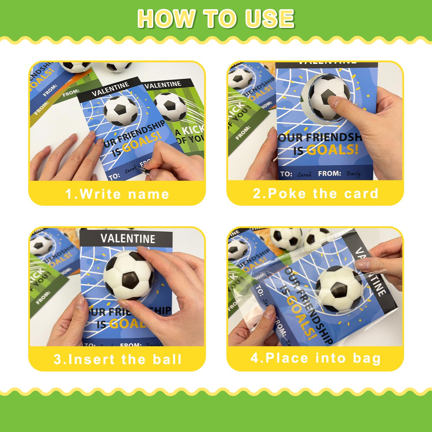 Leetous 24-Pack Soccer Valentine Cards & Mini Foam Balls – Kids Classroom Gifts & Party Favors