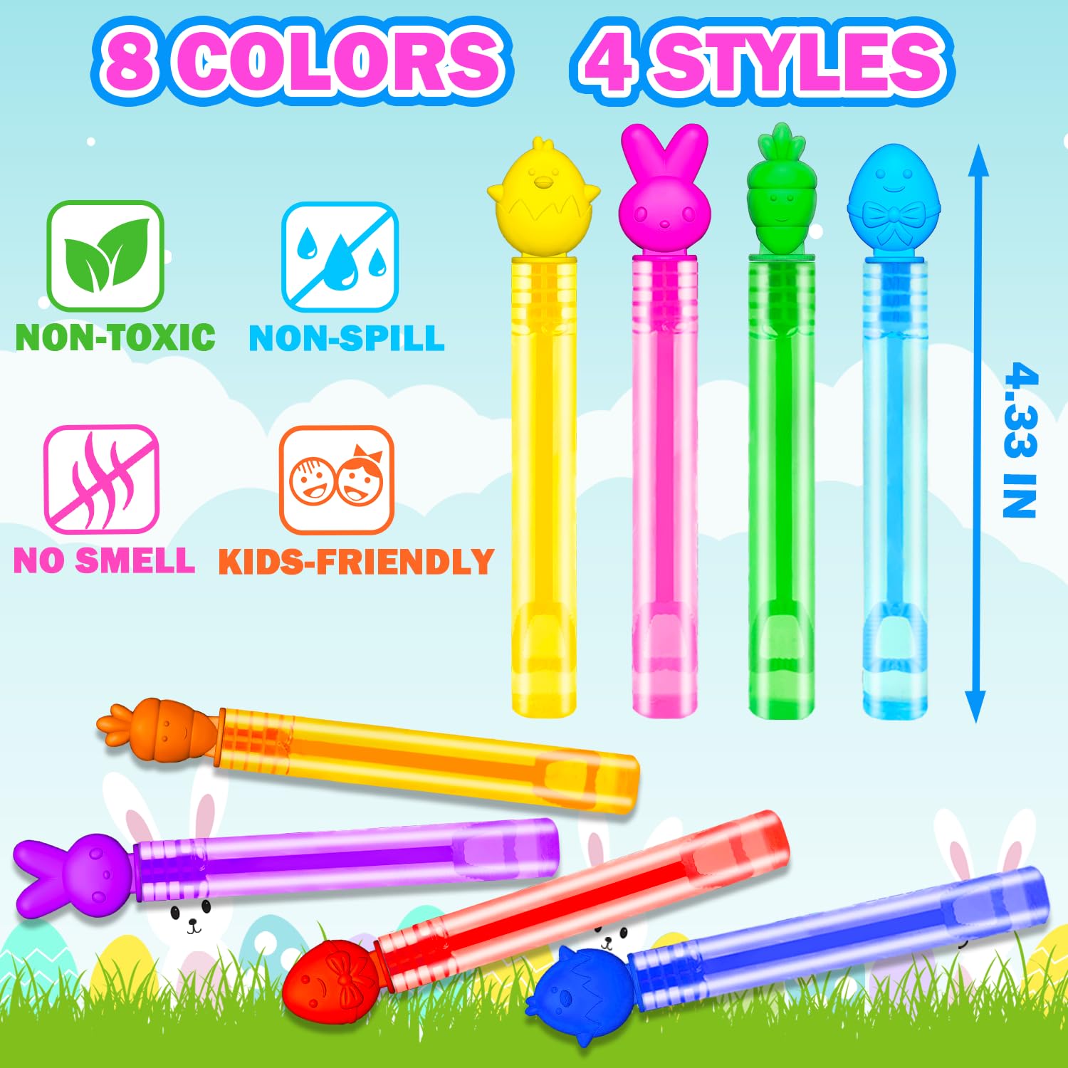 Leetous 36-Pack Easter Bubble Wands — Non-Candy Kids Party Favors