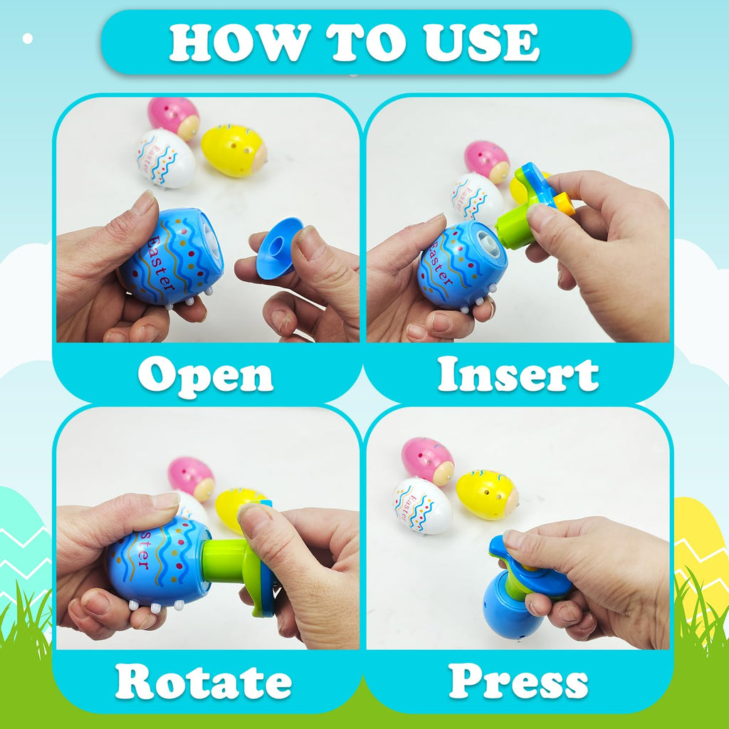 Leetous Light-Up Easter Spinning Tops — 8 Pack Party Favors & Basket Stuffers